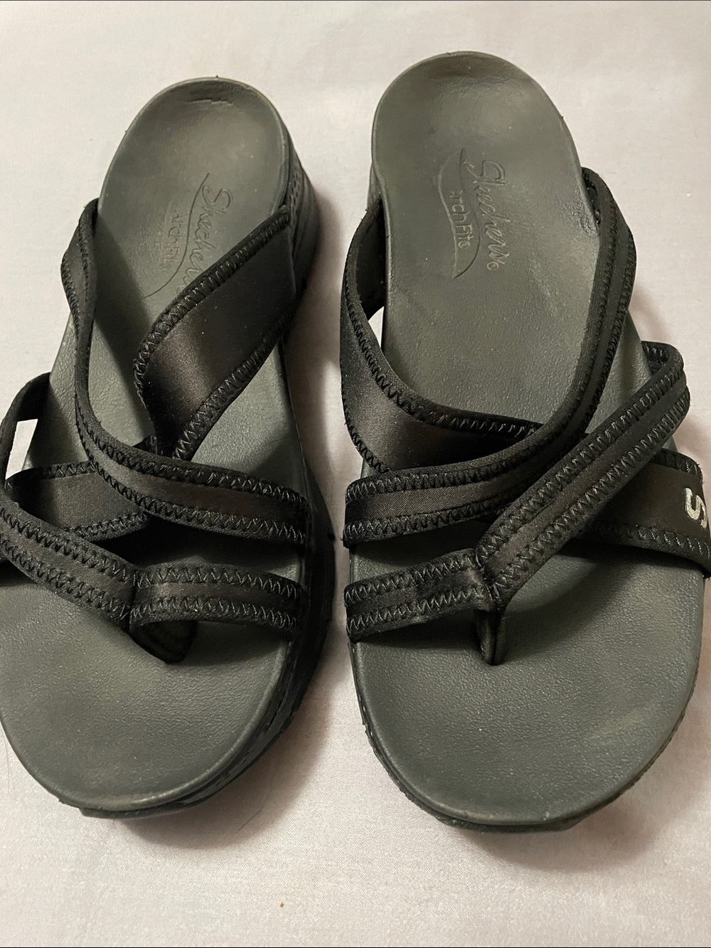 Skechers Black Multi-Strap Comfort Slide Sandals